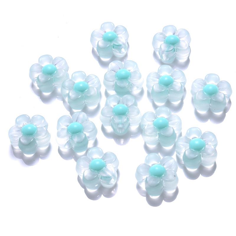 100pcs 12mm Sunflower Acrylic Beads Matte Transparent Mixed Color Spacer Loose Beads DIY Bracelets Necklace Jewelry Accessories