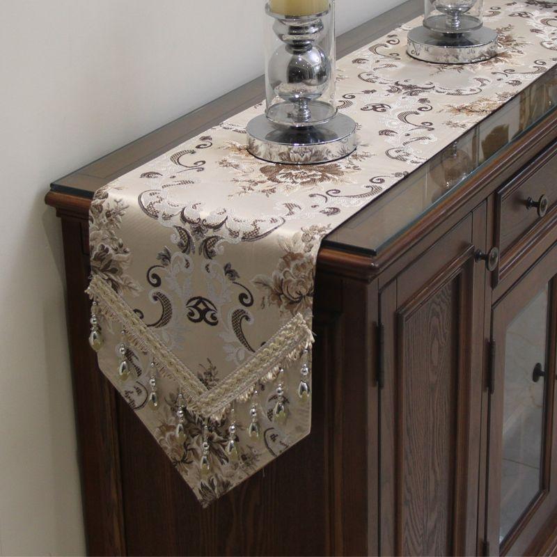 Высококачественные жаккардовые столы, флаг, хлопок, лен, цветочная живопись, дорожка для стола, домашний декор, ТВ, чай, обеденная скатерть, коврик, подвеска с кисточкой