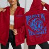 Believe In Yourself Earth Prints Zipper Hoodies Women Soft Hoodie Autumn Loose Clothings Fleece Casual Streetwear