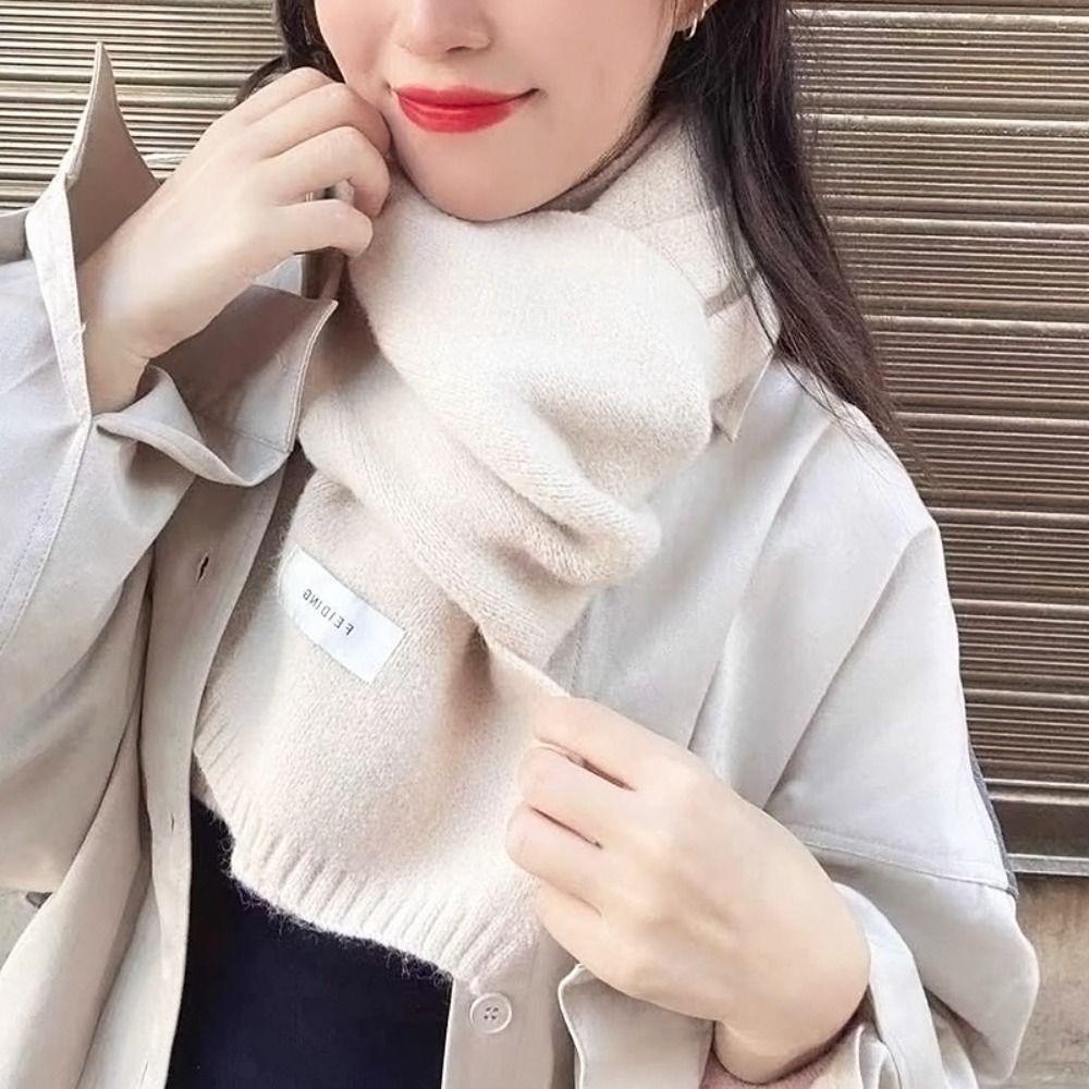 Korean Style Solid Color Scarf Long Neck Cover Shawl Simple Winter Knitting Scarf Girl