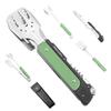 ROXON S601 MBT3 Folding Grill Utensil Set with Grill and Opener for Backyard BBQs and Camping 14-inch 6-in-1 Fork, Spatula, Knife, Tongs, (Green)
