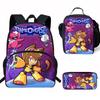 Kids School Backpack Set With Lunch Bag Pencil Case - Cartoon Print Lightweight Ergonomic Design Grade 1-2 Students