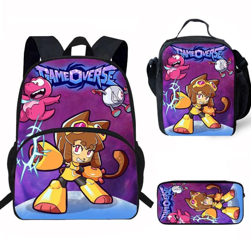 Kids School Backpack Set With Lunch Bag Pencil Case - Cartoon Print Lightweight Ergonomic Design Grade 1-2 Students