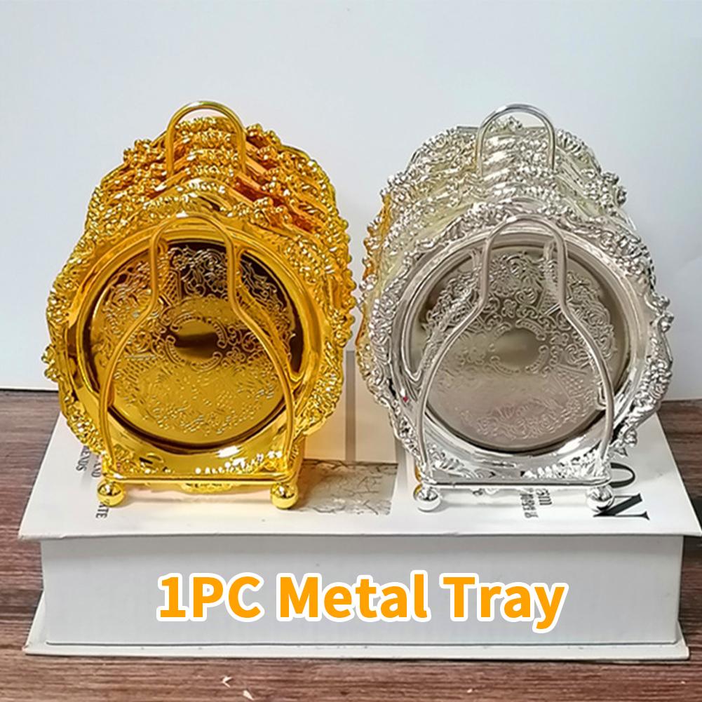 Металлический поднос, круглая тарелка для соуса, тарелка для хранения украшений, миска для демонстрации закусок, украшение домашнего стола, органайзер для торта, десерта, контейнер