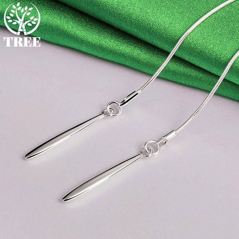 Nice 925 Sterling Silver Long Leaf Pendant Necklace Snake Chain Women Fashion Accessories Birthday Party Gifts Elegant Jewelry