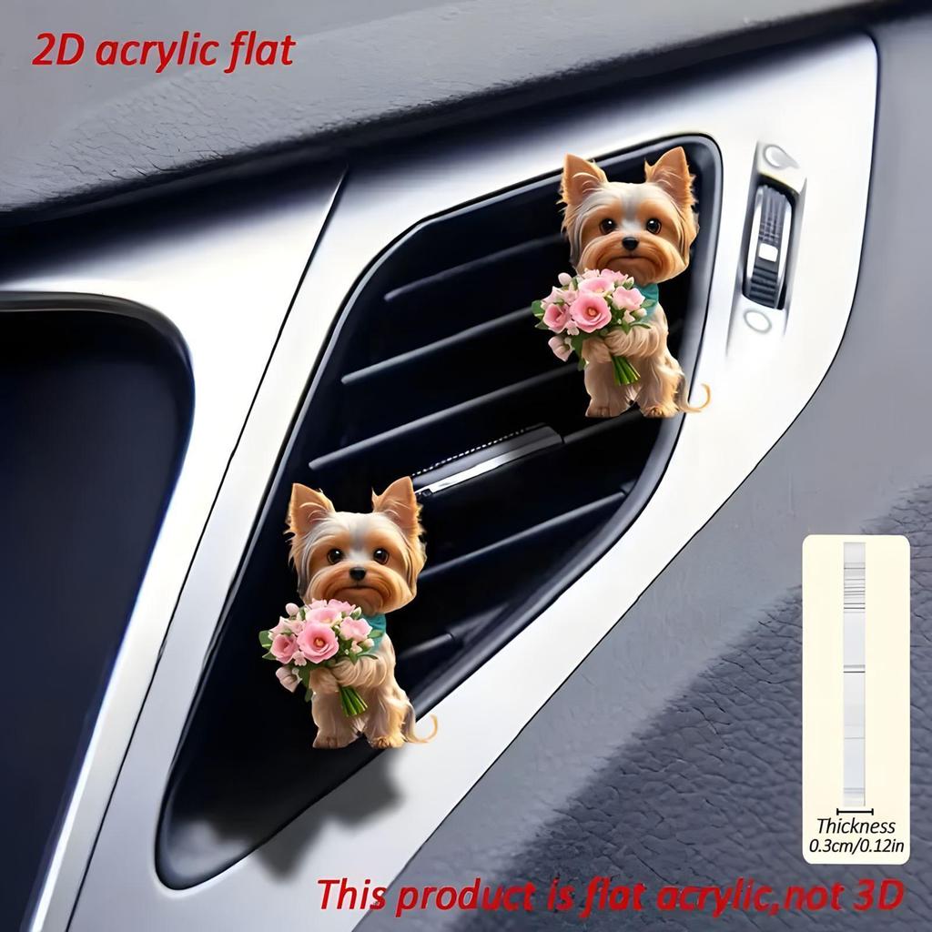 Car Air Freshner 2D Acrylic Cute Dog Scent 4 Pieces Cute Dog Shape Car Fragrance For Workplace Kitchen Home Truck AC Automotive