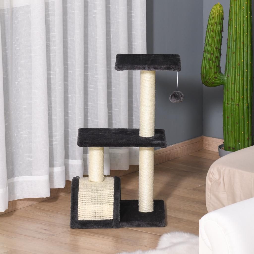 72cm Cat Tree with Scratching Post, Pad for Indoor Cats - Smoky Grey