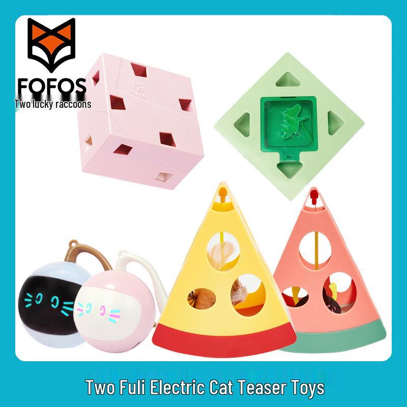 Fofos Волшебный кубик Электрическая игрушка для кошек с Ударь крота, Пером и Шариком