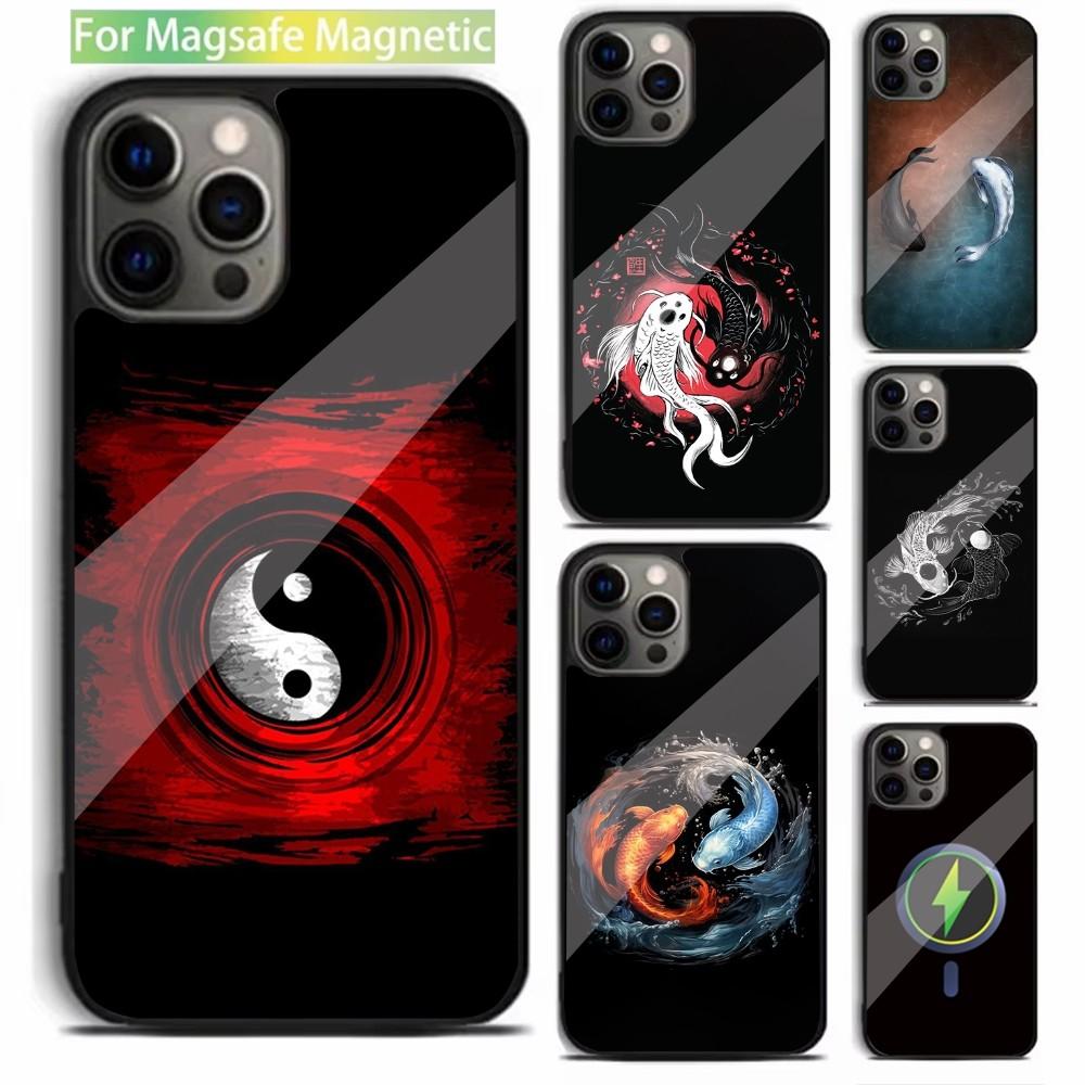 Koi Carp Fish Yin Yang Art Phone Case For iPhone 16,15,14,13,12,11,Plus,Pro,Max,Mini Magsafe Magnetic Wireless Charging