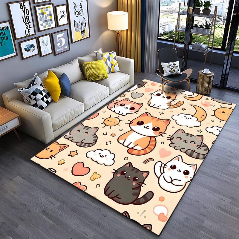 Cute Cartoon Cats with Stars suitable as a non-slip mat for the living room or bedroom sofa