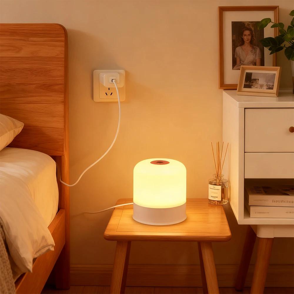 RGB Touch Control Dimmable Desk Lamp Rechargeable Plug In Bedside Night Light For Bedroom Reading Decor
