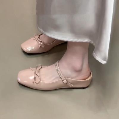 Внутреннее увеличение высоты розовая сумка с бантом голова полутапочки женская обувь Мэри Джейн с открытым верхом прохладные тапочки