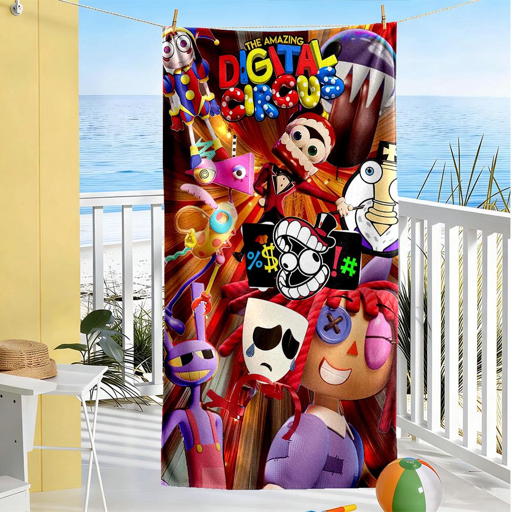 Digital Circus Beach Towel Super Soft Microfiber Quickdry Fabric Comfortable Lightweight Suitable for Swimming, Gym, Camping, Yoga Vacation