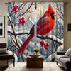 2 Pieces of HD Red Fruit Tree Snow Bird Decorative Curtain Red Digital Printed Curtain Home Decoration Style Decoration Living R