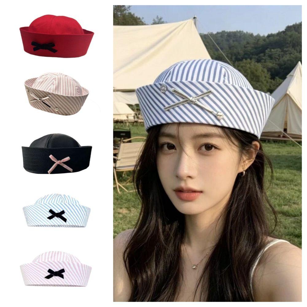 Y2K Navy Hat Bow Painter Hat Kawaii Beret Hat Rave Festivals