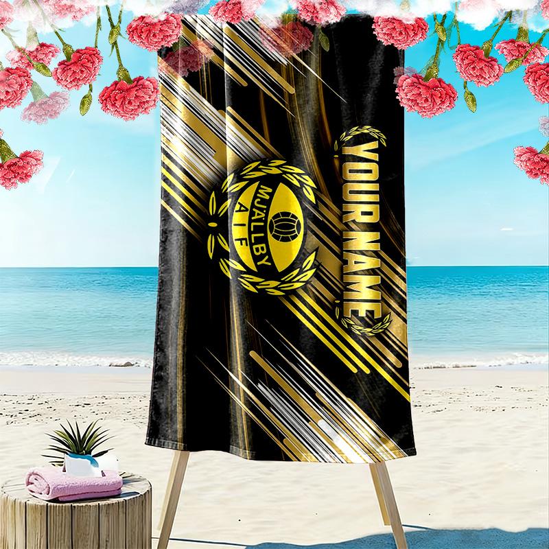 Mjällby AIF Print Beach Towel, Large Soft Quick Dry Towel for Beach Camping Swimming