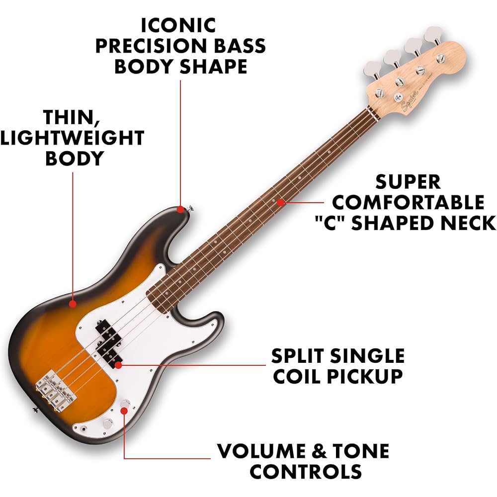 Squier от Fender Squier Электробас Коллекция Debut™ Precision Bass®, Накладка из лавра, Бе...