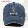 Adjustable Vintage Washed Baseball Cap with Umbrella and SALTY Print  Unisex Fashionable Streetwear Ideal for Gifts