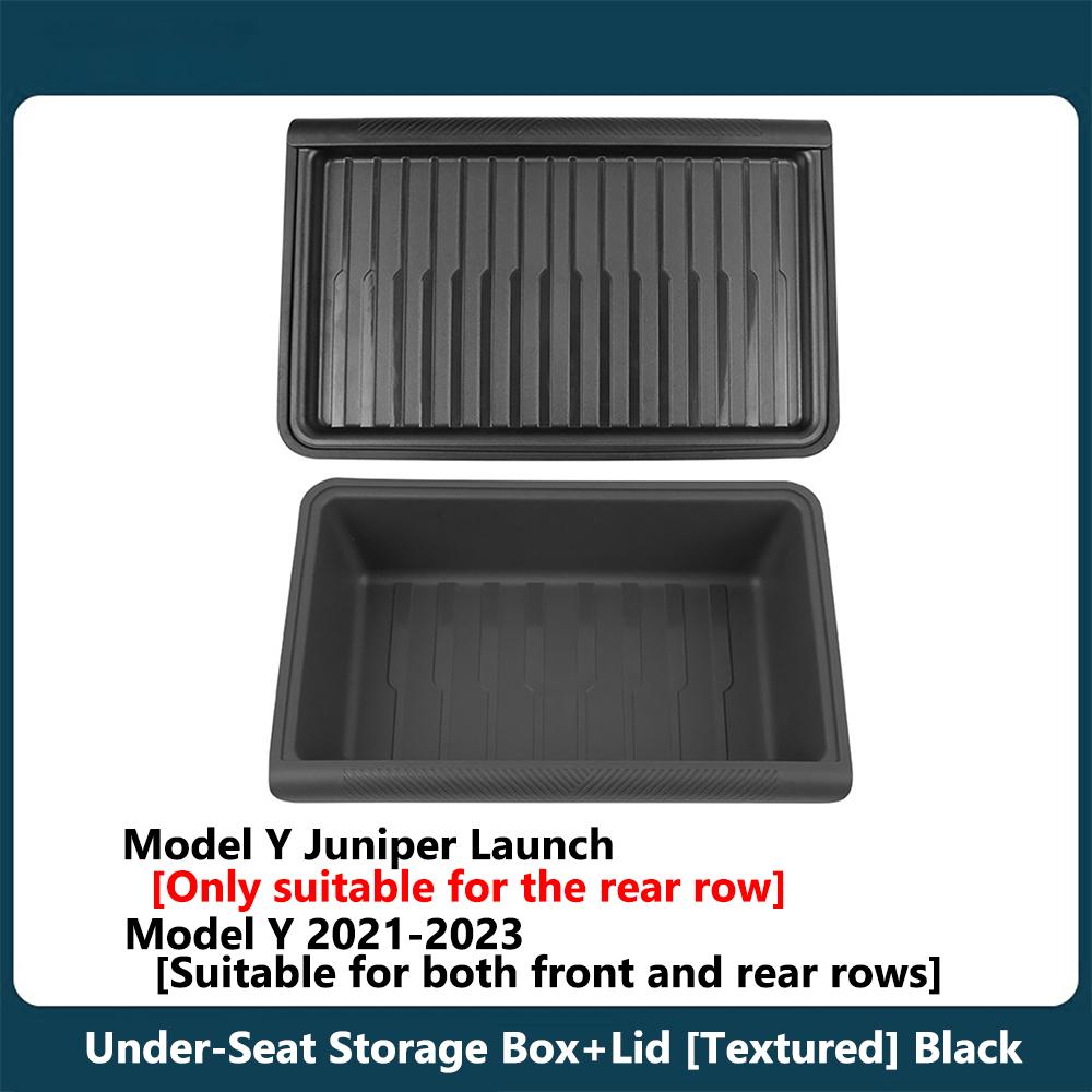 For Tesla New ModelY Juniper 2025 2026 Car Under Seat Storage Box Case TPE Front And Rear Seat Underseat Drawer Tray Accessories