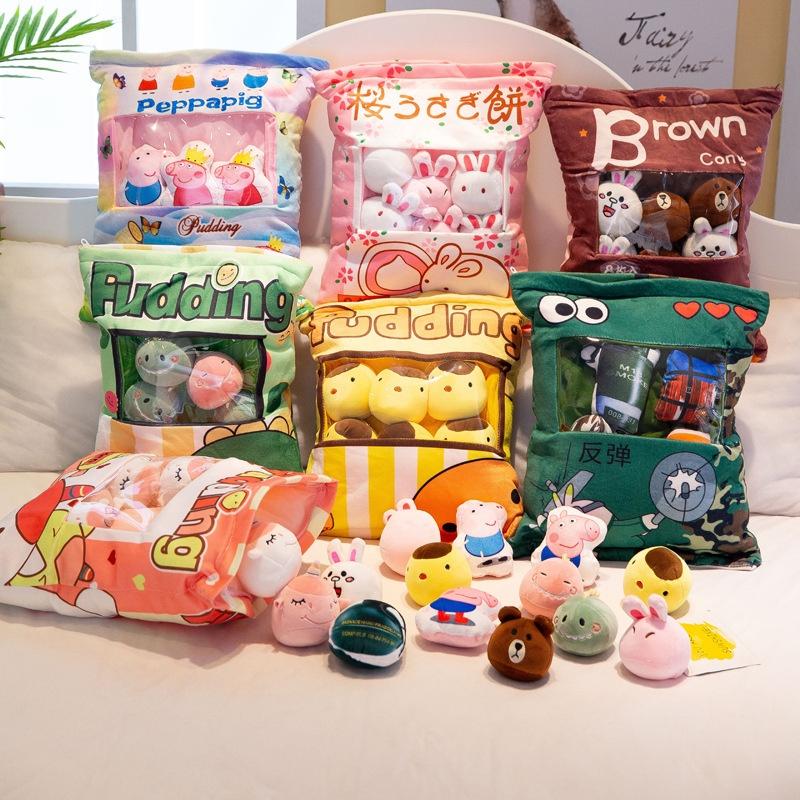 Bag Of Cheesy Puffs Pudding Cute Lot Toy Stuffed Soft Snack Plush Squishmallows Unicorn Plushie Toys Kids Women Gift Cute Animal Soft Plush