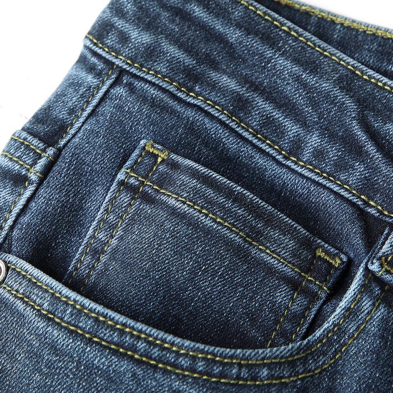 JOW Мужские осенне-зимние плотные джинсы из эластичного денима прямого кроя