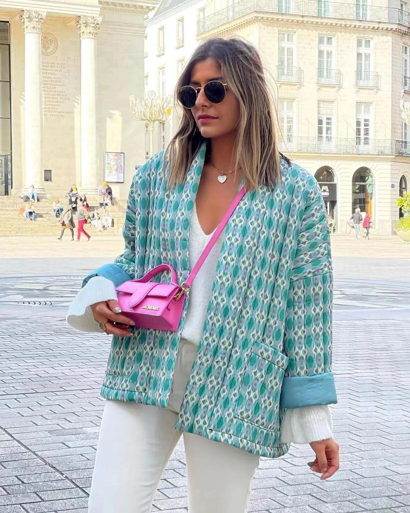 Теплая женская куртка с принтом, модный осенне-зимний кардиган с длинными рукавами, женский уличный топ с карманами и открытым передом, 2023