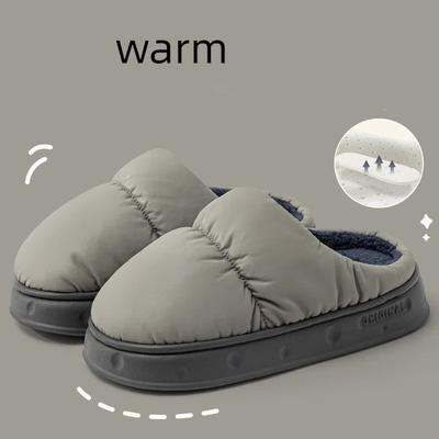 Уютные тапочки для женщин и мужчин с флисовой подкладкой и нескользящей резиновой подошвой, удобные теплые туфли из хлопка без застежек, однотонная домашняя обувь для дома 36-46
