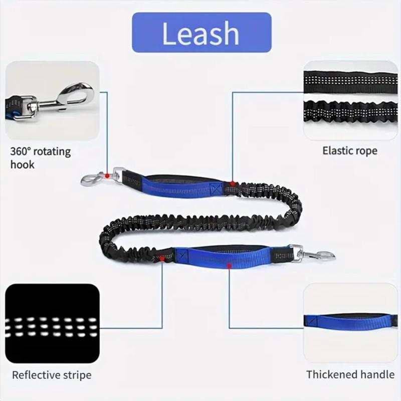 Hands Free Dog Retractable Elastic Leash Reflective Towing Rope Waist Bag Dog Traction Rope For Running Walking Pet Products