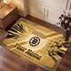 Boston Bruins Personalized Crystal Velvet Carpet, Customized Name Text Soft Anti‑Slip Rug for Living Room Bedroom