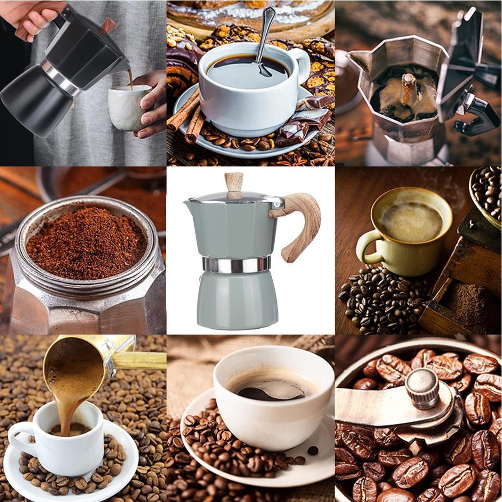 150ml/300ml Coffee Maker Aluminum Mocha Espresso Percolator Pot Coffee Maker Black/Blue Moka Pot Stovetop Coffee Maker 3 Cups/6 Cups