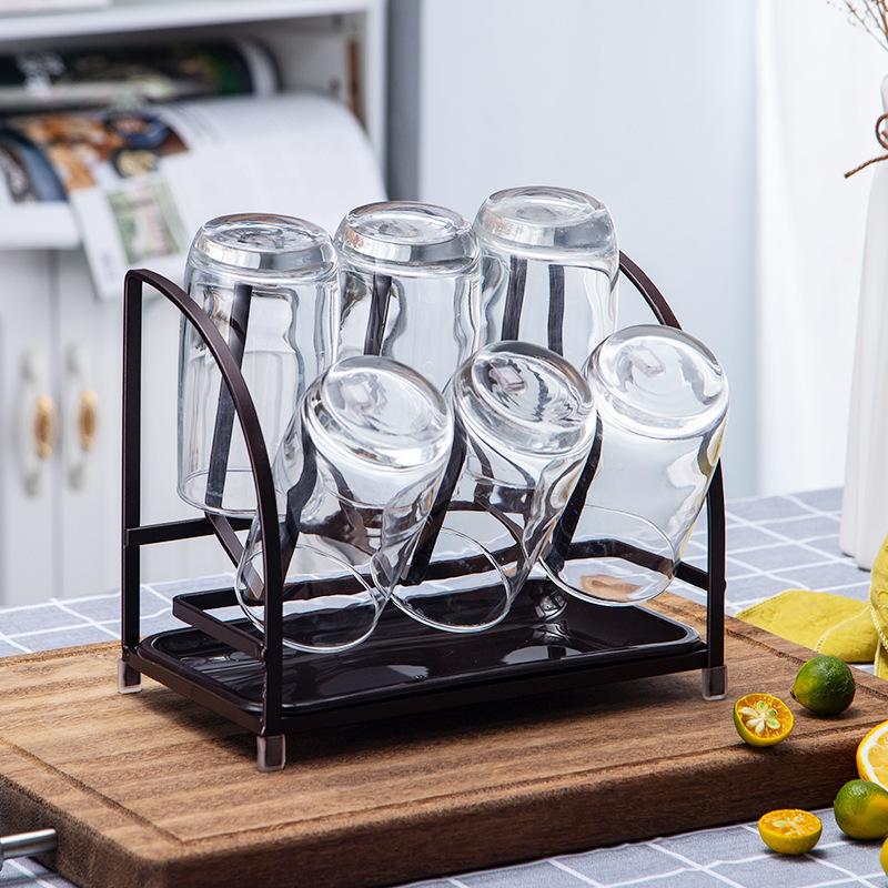 Железный стеклянный сливной держатель для посуды Креативная простота сливной держатель для шести чашек для кухни и гостиной