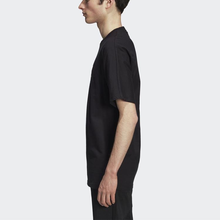 Adidas Originals Trefoil Logo Print Round Neck Short Sleeve T-Shirt Men Tops Black DH2248
