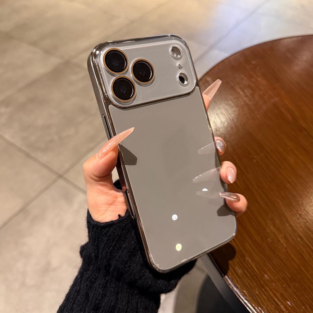 Роскошный чехол из закаленного стекла для iPhone 17 16 15 14 13 12 11 Pro Max Plus Кристальная защита объектива Позолоченный бампер Жесткий чехол