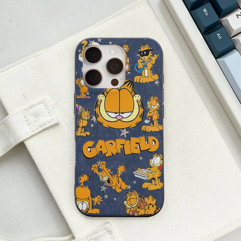 Милый Аниме Кот Гарфилд Чехол с Гофрированным Рисунком для IPhone 16E SE4 12 17 16 15 14 13 11 Pro Max Полосатая Крышка