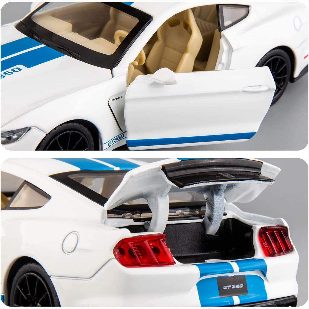 Масштаб 1/32 Shelby GT350, литая под давлением модель автомобиля, игрушечная машинка с откатным механизмом со звуком и светом для мальчиков и девочек, подарок