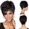 Ladies Synthetic Short Curly Wig With Bangs For Women Heat Resistant Hair Natural Black Wigs For Daily Use Costume