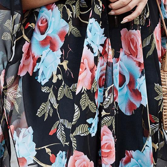 Летний пляжный халат с цветочным принтом Быстросохнущий декор с кисточками Солнцезащитный крем Свободный пончо Купальник Открытая пляжная одежда Кардиган Нерегулярный отдых