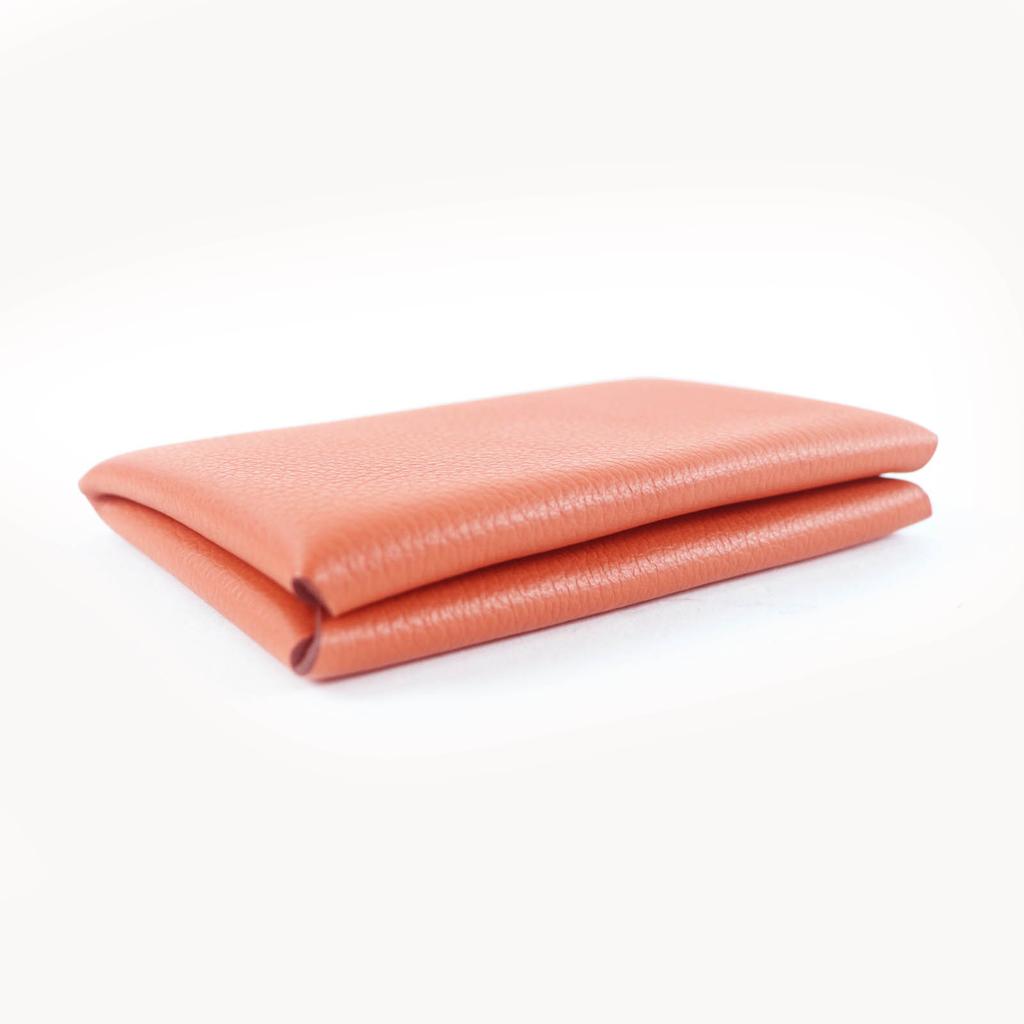 Excellent HERMES Card Case Calvi Orange Epsom Leather Women Used