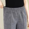 Summer High Waist Straight Pants for Women Plus Size Classic Elastic Waist Cotton Linen Trousers