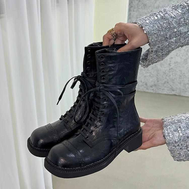 Ретро ботинки Мартина детские 2025 осень и зима новые женские ботинки на толстой подошве короткие ботинки нишевый дизайн шнуровка короткие ботинки женские