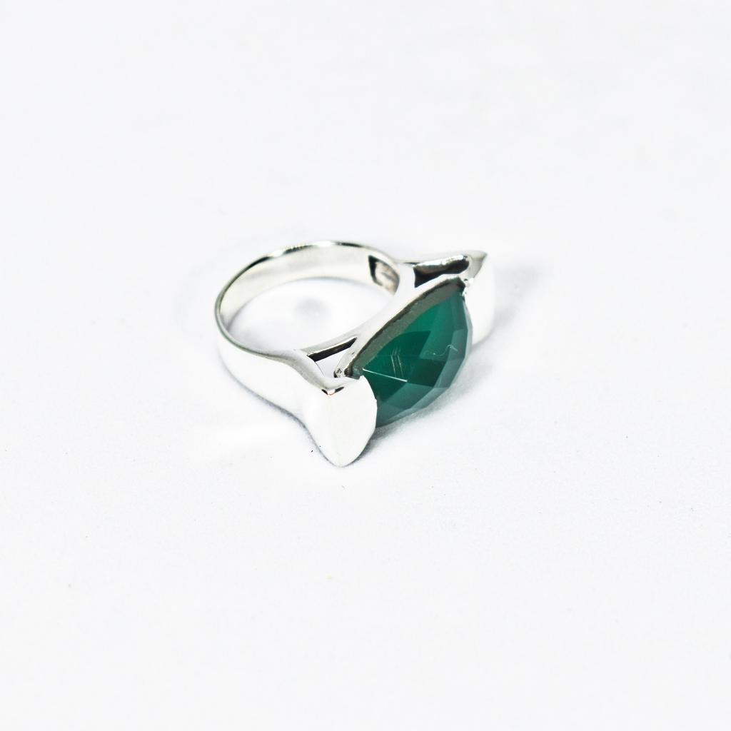 Green Onyx Ring: 925 Sterling Silver, Modern Minimalist Design