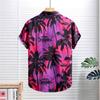Мужская рубашка с коротким рукавом для мужчин, фиолетовая красная рубашка с изображением кокосовой пальмы, отпуск на Гавайях, лето 2025 г., новое поступление
