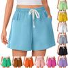 Women's Summer Solid Color High Waist Drawstring Comfortable Casual Sports Shorts