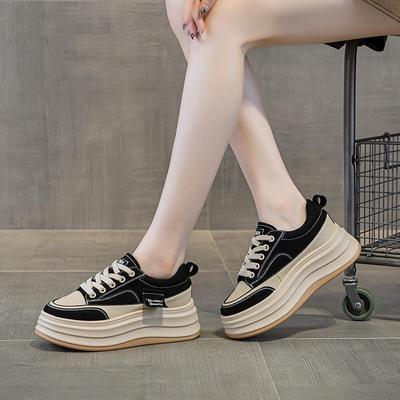 Женские туфли на платформе из натуральной кожи с леопардовым принтом - 2025 Весна/Осень Бархатные спортивные повседневные кроссовки