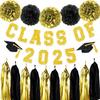 Mexico Class Of 2025 Graduation Banner Fiesta Pom Poms Flowers Paper Tassel Garland Decoration College Grad Party Supplies
