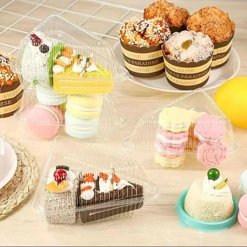 50/100 шт. Контейнер для кусочка торта Прозрачная треугольная коробка для десерта Многоразовая коробка для упаковки пищевых продуктов Штабелируемый держатель для сэндвичей Для фруктового торта