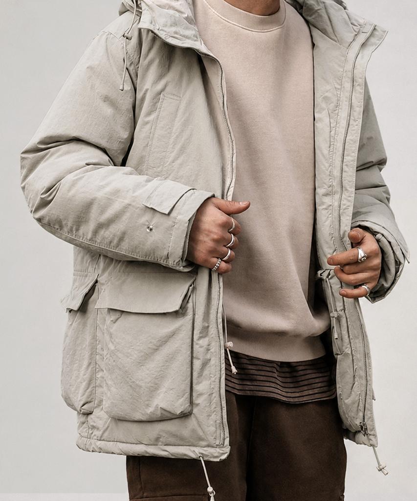 WORKOUT DNA Ludeca Down Hooded Padded Jacket (Hand Warmer)