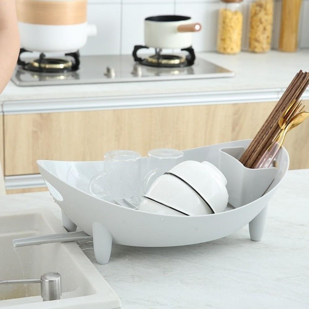 Plastic Dish Drying Rack Drainage Cutlery Storage Container Practical Tableware Holder Camping
