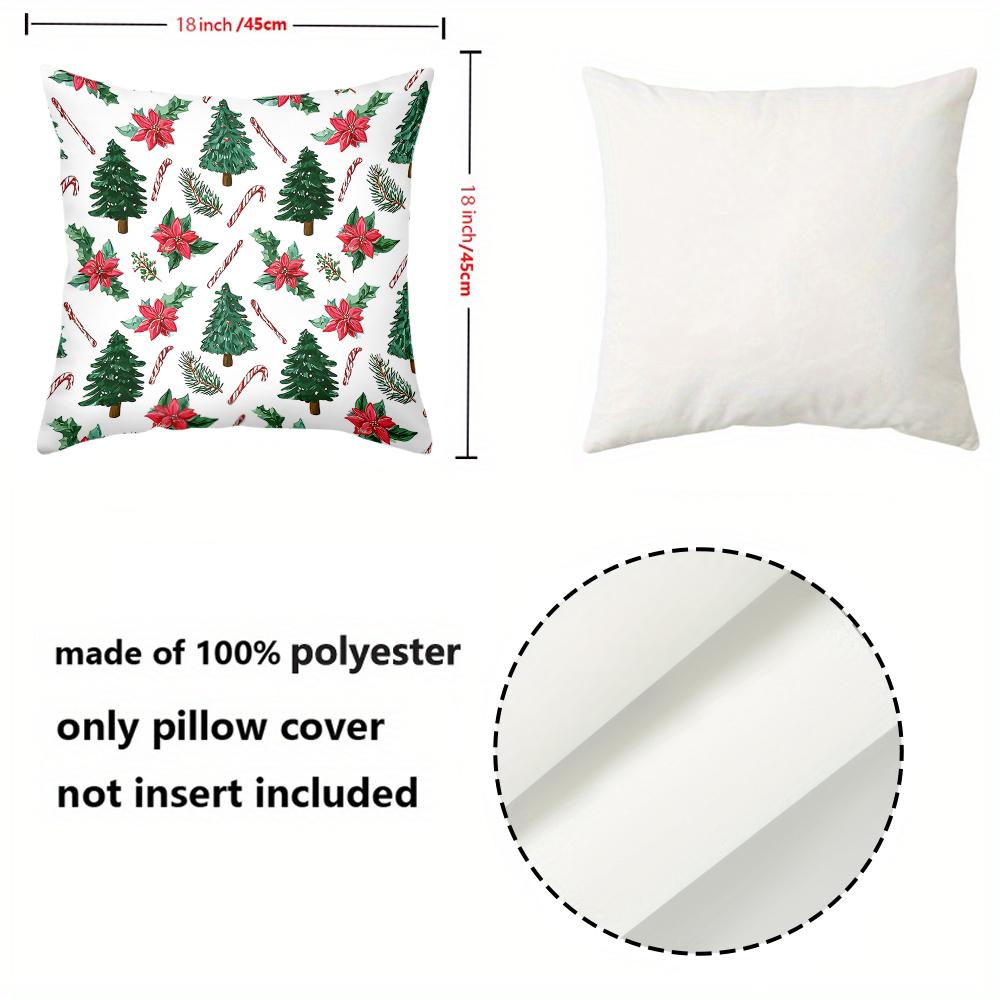 1 Pieces Christmas Tree Candy Cane Poinsettia Pattern Pillow Polyester pillowcase, sofa decorative cushion cov Headboard Pillow