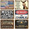 Vintage Metal Plate Tin Sign Plates Bar Retro Metal Sign Wall Art Mural Aesthetic Room Home Decor Items Poster Garage Decoration